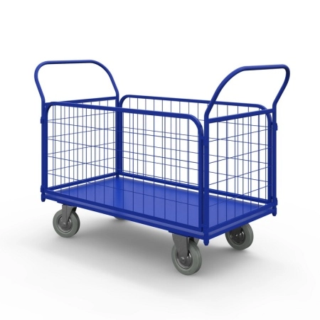 фото тележка платформенная с сетчатыми бортами тс 4 (600х1200) г/п 450 кг.160 серая резина