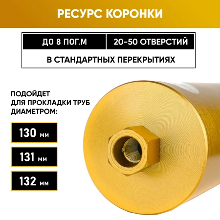 Коронка алмазная М22 132/350 по бетону Golden Dragon