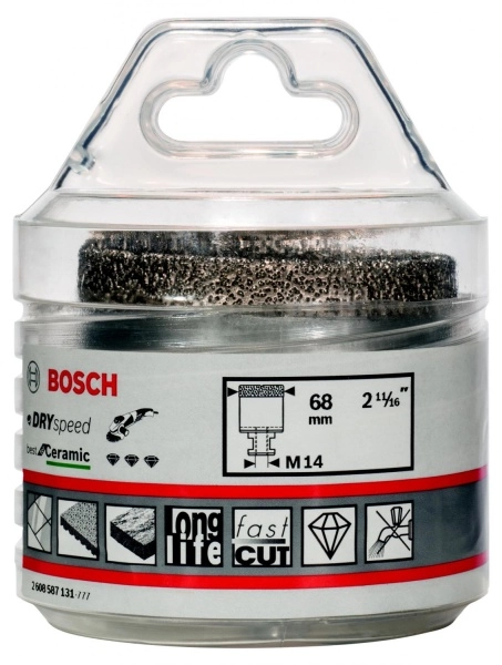 Коронка алмазная BOSCH Ф68х35мм М14 (DRY SPEED 2608587131)