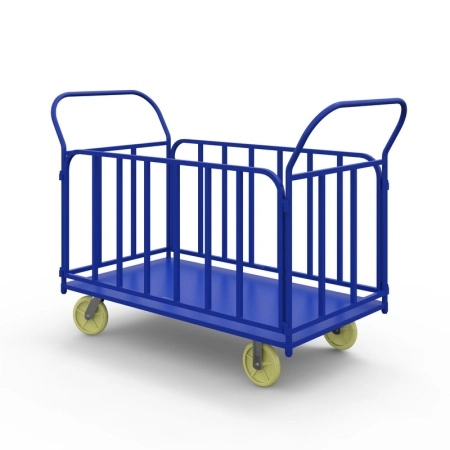 фото тележка платформенная с трубчатыми бортами тб 2 (600х900) г/п 400 кг.150 чугун/полиуретан