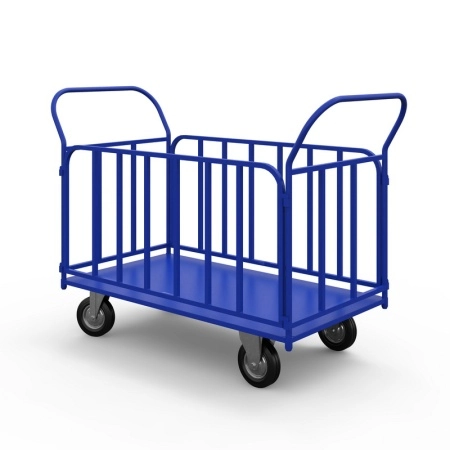 фото тележка платформенная с трубчатыми бортами тб 4 (600х1200) г/п 450 кг.160 черная резина